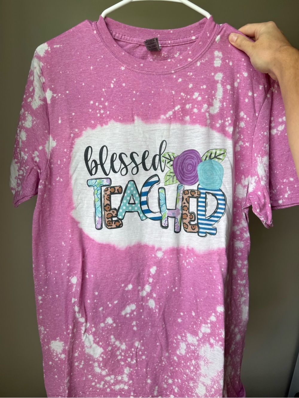 Blessed Teacher Pink Tie-Dye Tee